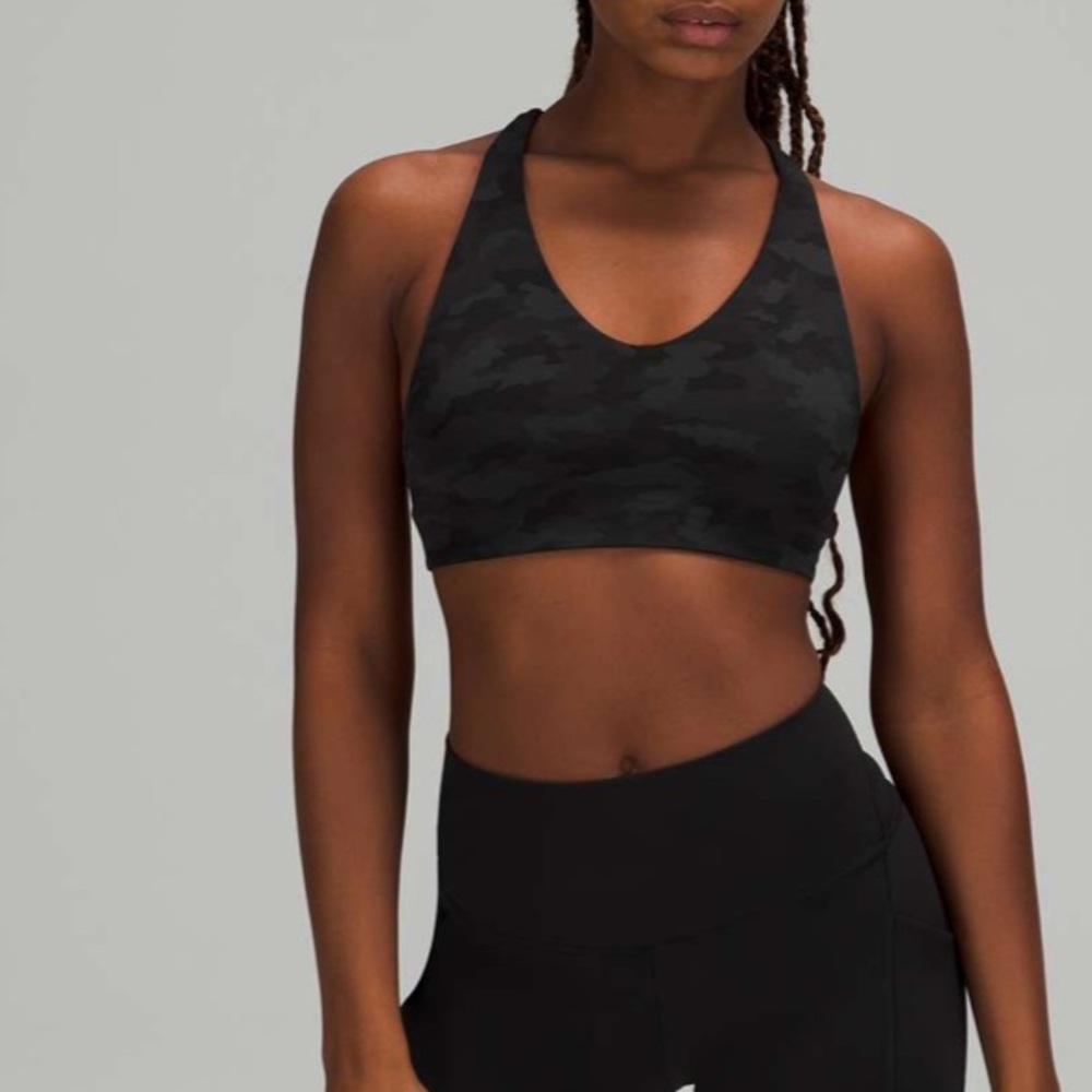 Lululemon In Alignment Racerback Bra Light Support, B/C Cups Camo Mini Deep Coal - Picture 1 of 4